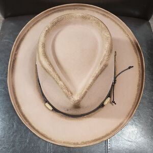 Brown/Tan Western Style Hat with Black Band and Beading